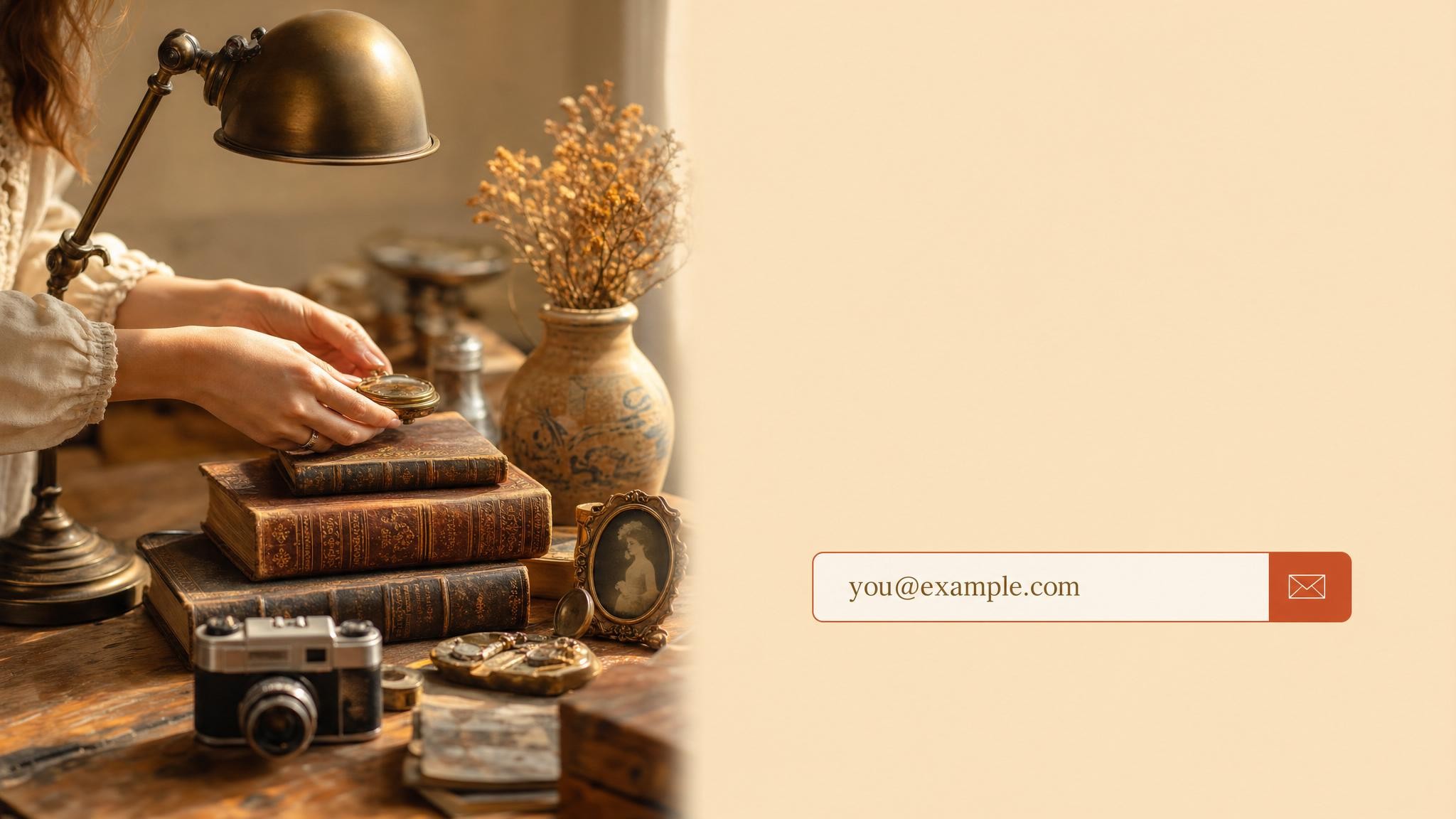 A cozy, vintage-themed room filled with unique, sustainable finds in a warm and inviting setting.